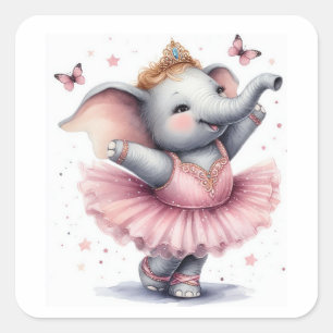 Elephant at the ballet square sticker
