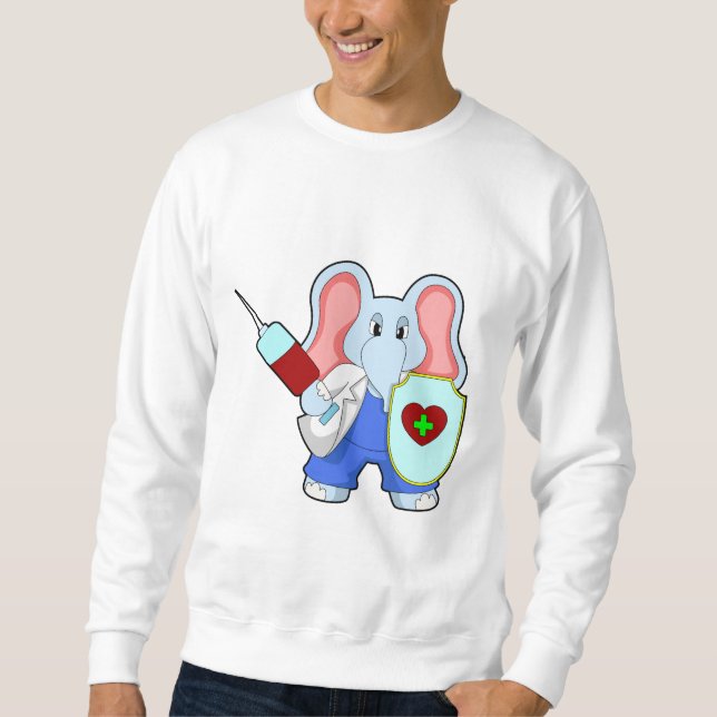 Elephant at Vaccination with Syringe Sweatshirt (Front)