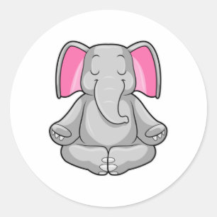 Elephant at Yoga in Cross-legged Classic Round Sticker