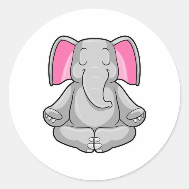 Elephant at Yoga in Cross-legged Classic Round Sticker (Front)