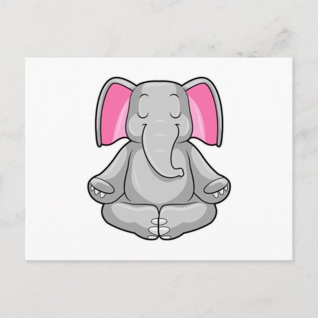 Elephant at Yoga in Cross-legged Postcard (Front)