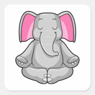 Elephant at Yoga in Cross-legged Square Sticker