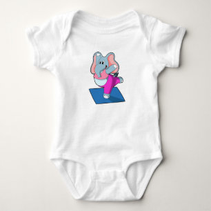 Elephant at Yoga Stretching exercises in Standing Baby Bodysuit