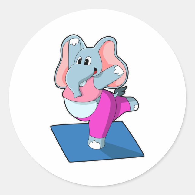 Elephant at Yoga Stretching exercises in Standing Classic Round Sticker (Front)