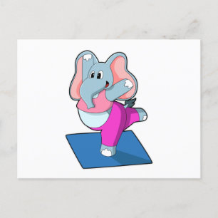 Elephant at Yoga Stretching exercises in Standing Postcard