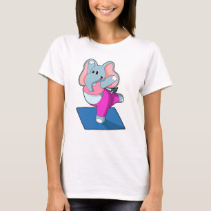 Elephant at Yoga Stretching exercises in Standing T-Shirt