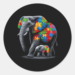 Elephant Autism Awareness Autism Mum Classic Round Sticker