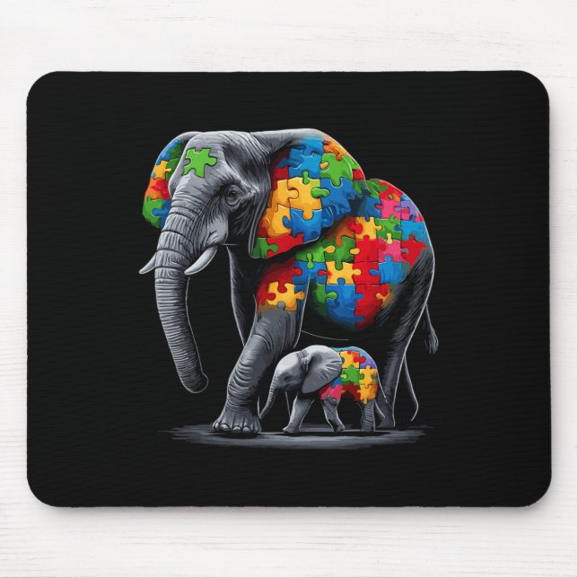 Elephant Autism Awareness Autism Mum  Mouse Mat (Front)