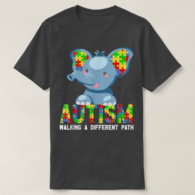 elephant autism walking a different path  T-Shirt (Design Front)