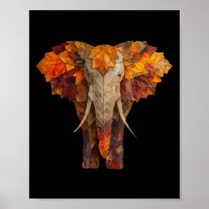 Elephant Autumn Leaves Artistic Animal Art Fall Ae Poster