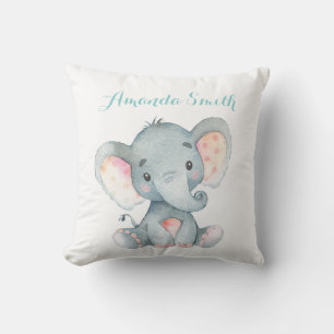 Elephant Baby Aqua Teal Turquoise Cushion