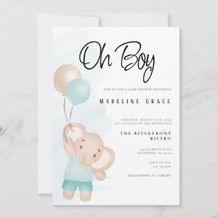 Elephant Baby Boy Baby Shower Invitation