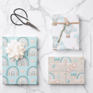 Elephant Baby Boy Baby Shower Wrapping Paper Sheet