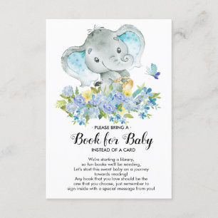 Elephant Baby Boy Shower Book for Baby Card