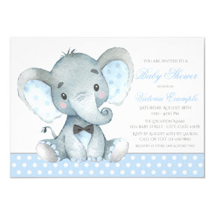 Baby Blue Elephant Baby Shower Invitations 8