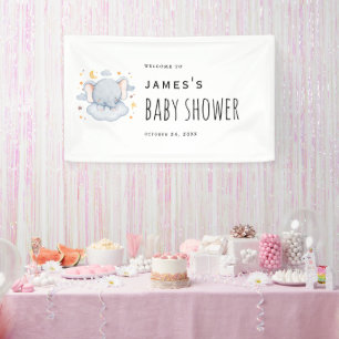 Elephant Baby Boy Shower Welcome Banner
