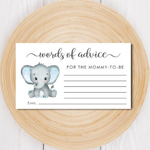 Elephant  Baby Boy Shower Words of Advice Enclosure Card