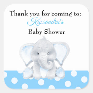 Elephant Baby Boy Thank You Baby Shower Sticker