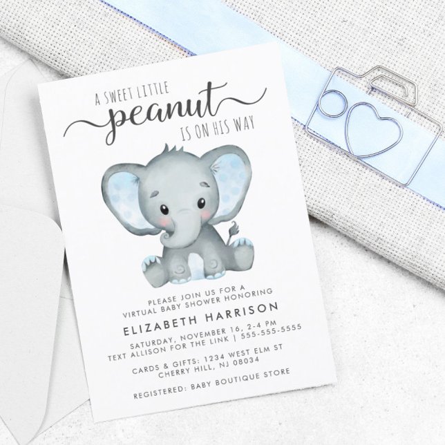Elephant Baby Boy Virtual Shower Budget Invitation (Creator Uploaded)