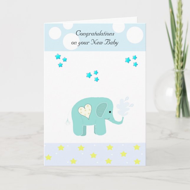 Elephant Baby Congratulations Card (Front)