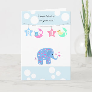 Elephant Baby Congratulations Card