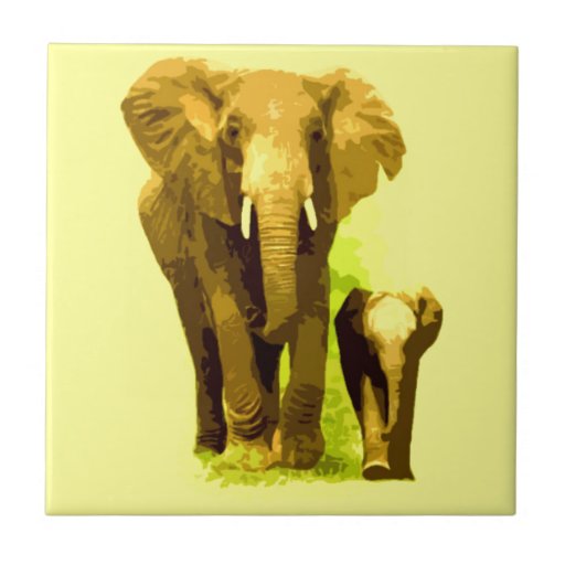 Image of Elephant & Baby Elephant Tile