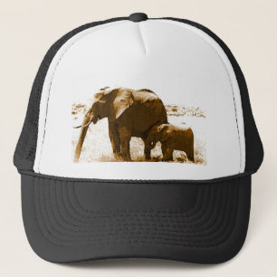 Elephant & Baby Elephant Trucker Hat