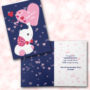 Elephant Baby First Valentine Card