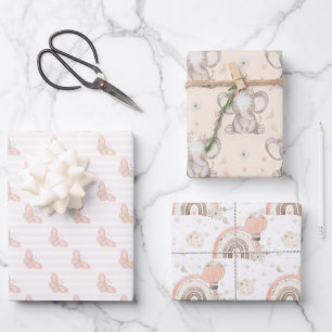Elephant Baby Girl Baby Shower Wrapping Sheets