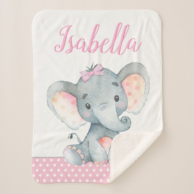 Elephant Baby Girl Blanket (Front)