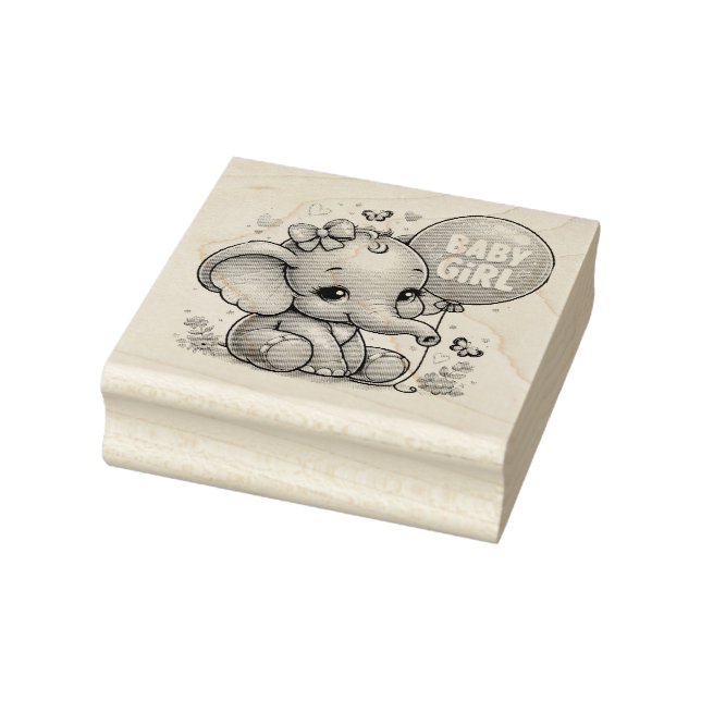 Elephant Baby Girl Rubber Stamp (Stamp)