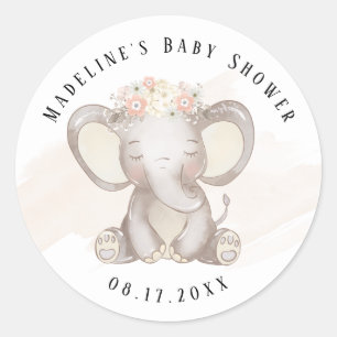 Elephant Baby Girl Shower Sticker