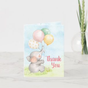 Elephant Baby Girl Shower Thank You Cards