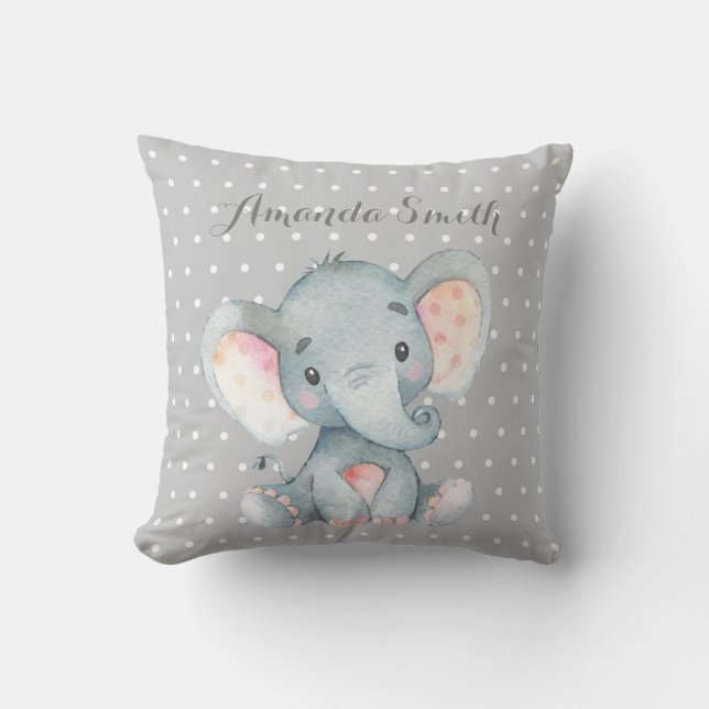 Elephant Baby Grey Cushion (Front)