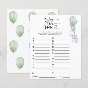 Elephant Baby Item Game. Baby Shower Game