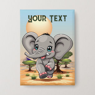 Elephant Baby Jumping Happy in African Savannah