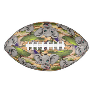 Elephant Baby Jumping Happy in African Savannah American Football