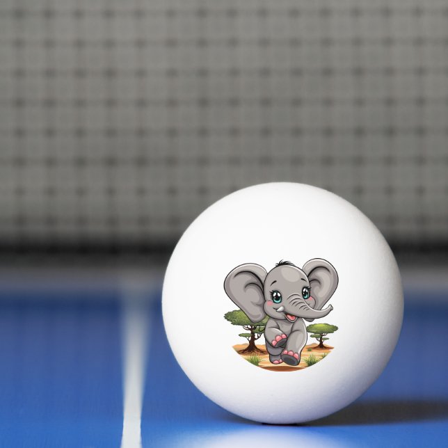Elephant Baby Jumping Happy in African Savannah Ping Pong Ball (Net)