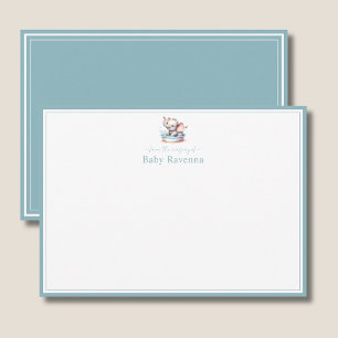Elephant Baby Misty Aqua Border Nursery New Baby Card