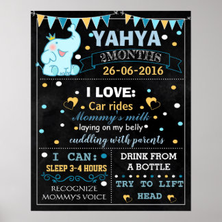 Elephant Baby Monthly chalkboard sign poster