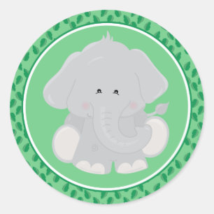 Elephant Baby Safari Animals Round Sticker
