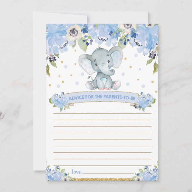 Elephant Baby Shower Advice for Parents to Be Card (Front)