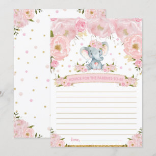 Elephant Baby Shower Advice for Parents to Be Card