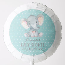 Elephant Baby Shower Aqua and Gray Balloon