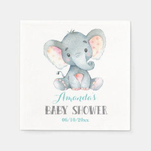 Elephant Baby Shower Aqua Napkins