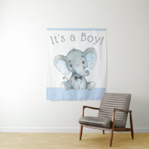 Elephant Baby Shower Backdrop Banner Tapestry