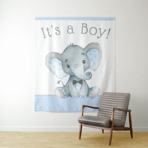 Elephant Baby Shower Backdrop Tapestry