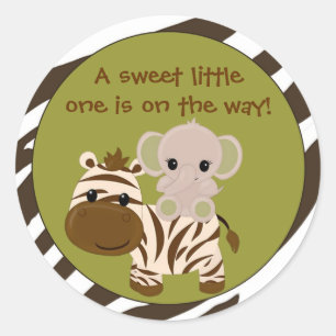 ELEPHANT Baby Shower blank label/seal Nali NJE#06B Classic Round Sticker