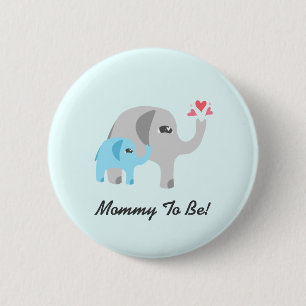Elephant Baby Shower Blue 6 Cm Round Badge