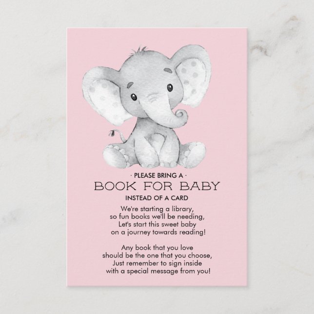 Elephant Baby Shower Book for Baby Card (Front)